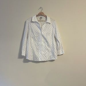 white polka dot dress shirt
